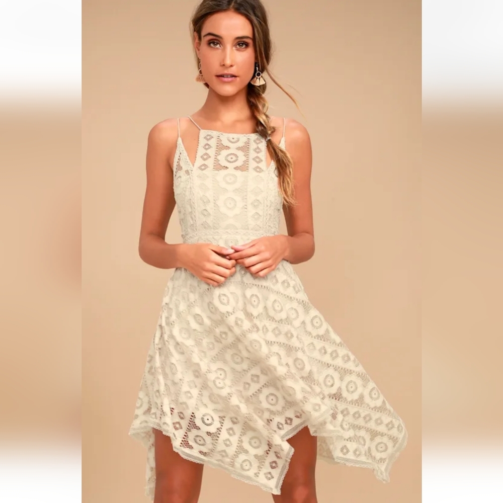 Free People Just Like Honey Beige Lace Dress